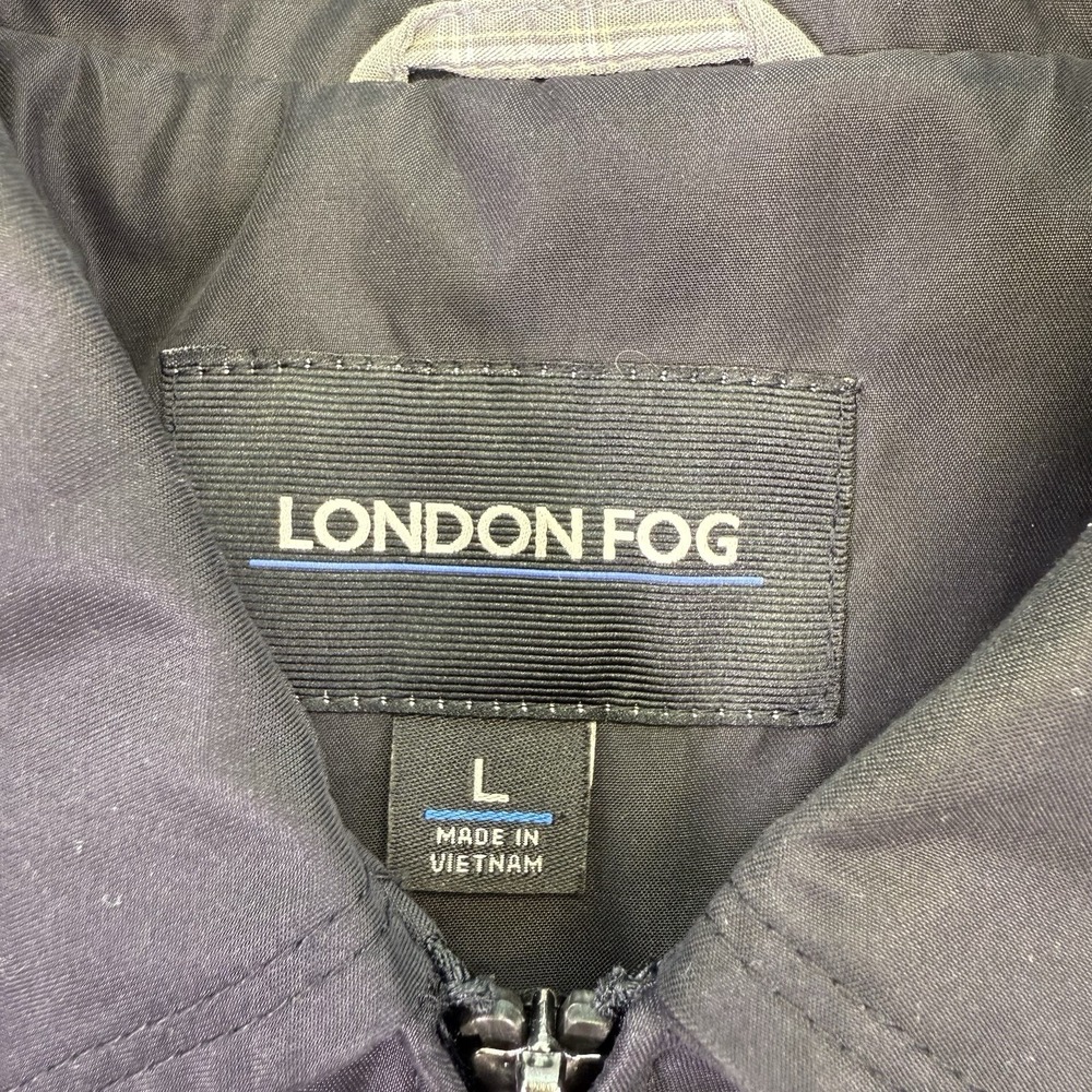 London Fog Men's Black Jacket Full Zip Pockets Elastic Waist Sz L Y2K‎ Retro - Picture 8 of 12